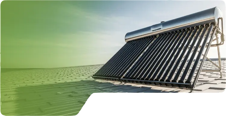 Solar geyser water heater on a rooftop in Pakistan